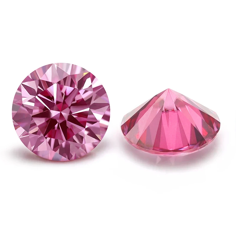 Good Quality DEF VVS Round Shape GRA Certificate Round Cut Pink Moissanite Stones