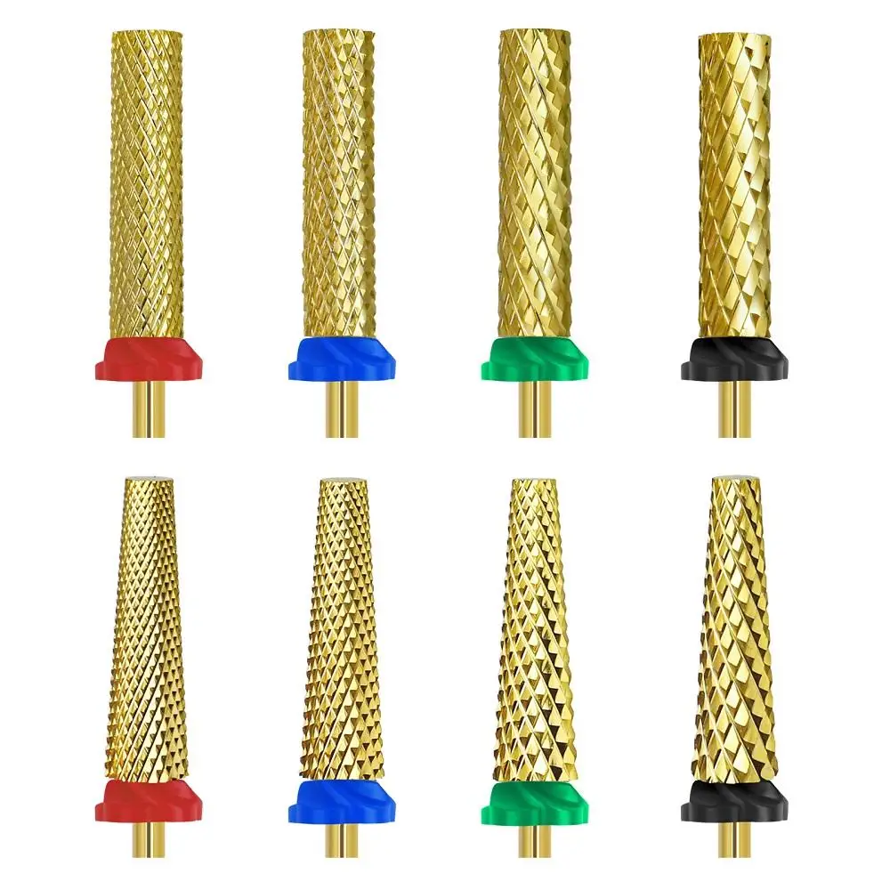 LOOTAAN High Quality Gold Rotary Burrs Electric Nail File Bit Set Carbide Diamond 5 In 1 Super Long Nail Drill Bits