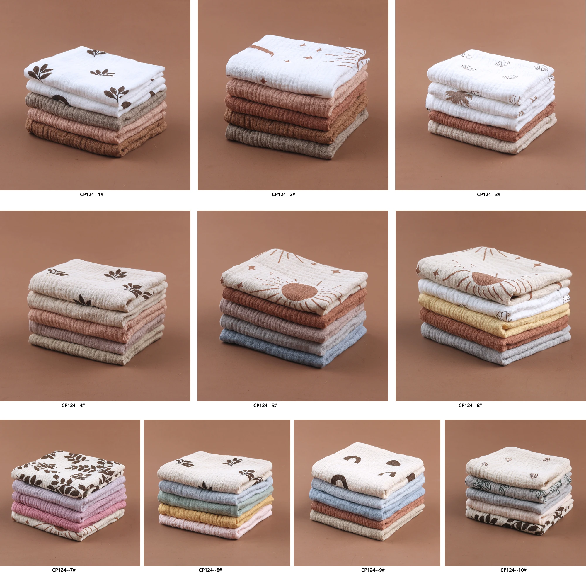 New 100% Organic Cotton Six-Layer Gauze Square Towel Muslin Face Cloth Handkerchief Baby Washcloth for Children