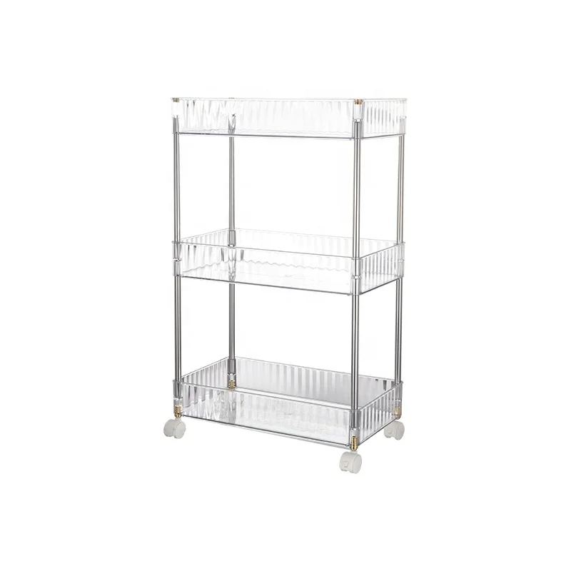 Acrylic Material Transparent  kitchen trolley cart with wheels