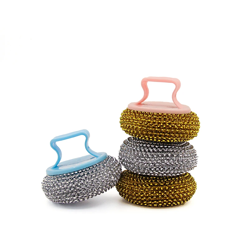 Kitchen Cleaning Tools Pot Dish Brush PET plastic Scourer With Handle