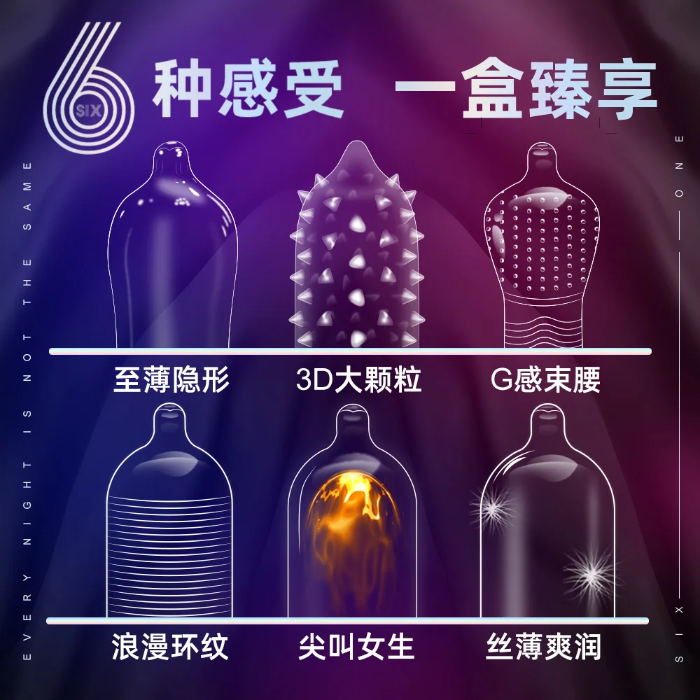 hot product  6 in 1 set of 24 condoms adult birth control products hot selling flavored condom
