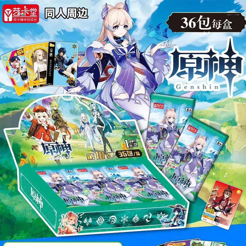 Original Genshin Impact TCG Cards Anime Game Collection Cards Booster Box Rare SSR Surrounding Table Toys For Kids Gift