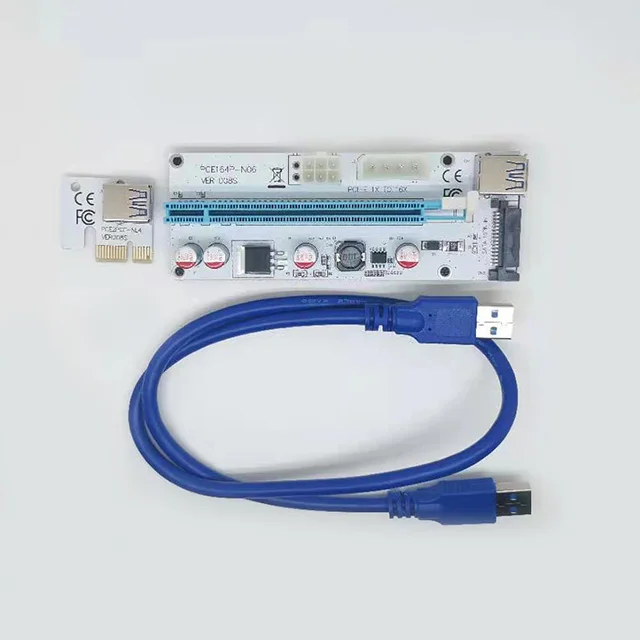 Pcie 008S Pci-E Экспресс 6Pin 1 X до 16 X расширитель Pci E X16 Ver008S Mini Pci-E Usb 3,0 Pci-E X16 Райзер карта Ver008