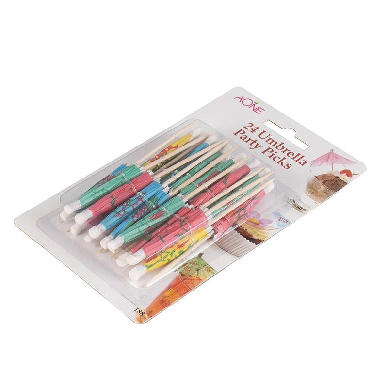 Decorative Picks Creative Paper Cocktail Umbrella Picks With Blister Pack