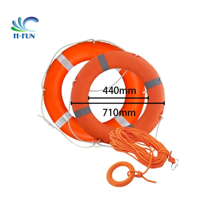 International Orange plastic marine life buoy with grab lines water life buoy rings