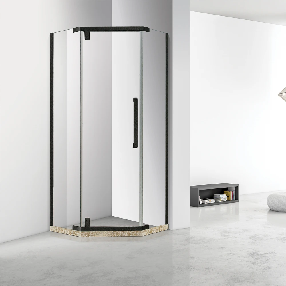 Contemporary Project Hot Sale Matt Black Stainless Steel Frame Tempered Glass Simple Bath Shower Room Enclosure