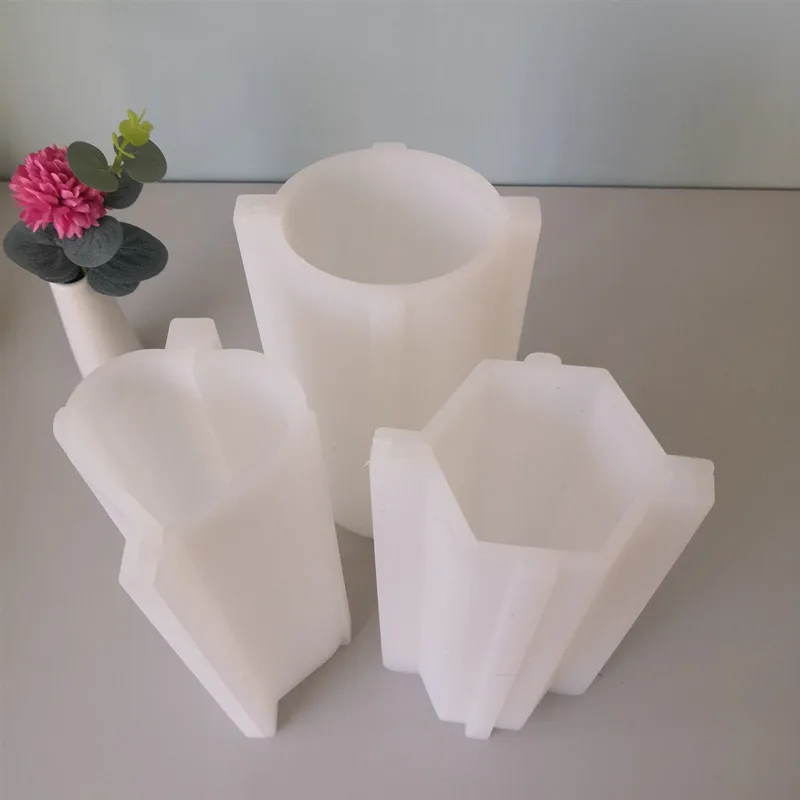 1151 DIY hexagonal oval love column tube embedded 3D silicone soap mold