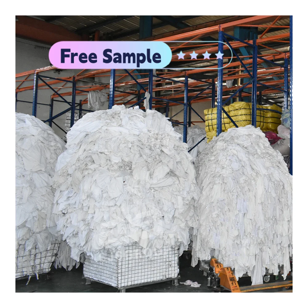 High absorbency Used White Old fleece Recycled Rags Textile Clips Cotton Waste Scrap Textile Waste Wiping Rags 100% Cotton Rags