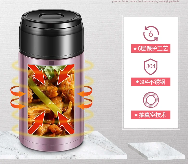 Wholesale Stainless Steel Thermos Water Bottle 304 Vacuum Thermos Flask Food Jar Powder coating Braised Beaker Lunch Box