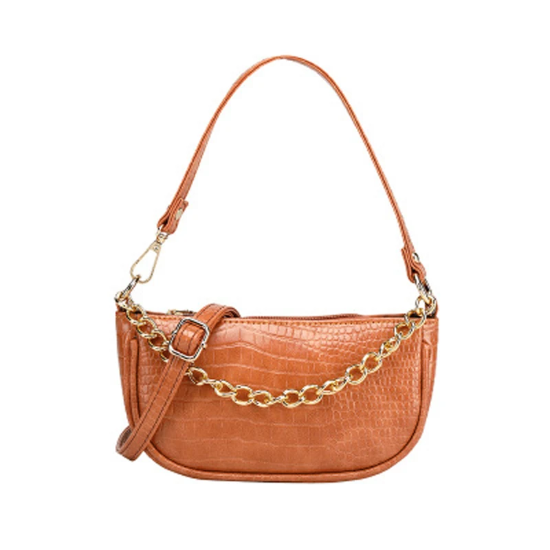 Women crocodile pattern shoulder bag  french armpit bags with chain