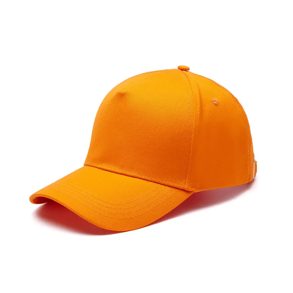 Hot Sale Cotton Soft Plain Structured Sports Hat 5 Panel Blank Orange Curved Brim Baseball Cap