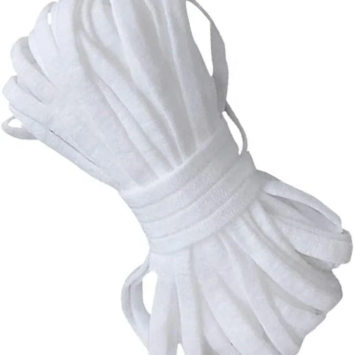 Wholesale Custom White 3/5mm Adjustable Facemask Material 100%PLA Flat Elastic Earloop