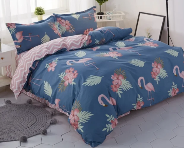 Hot sale home textile cheap price soft comfortable 100% polyester luxury comforter bed sheet printed bedding set for home hotel