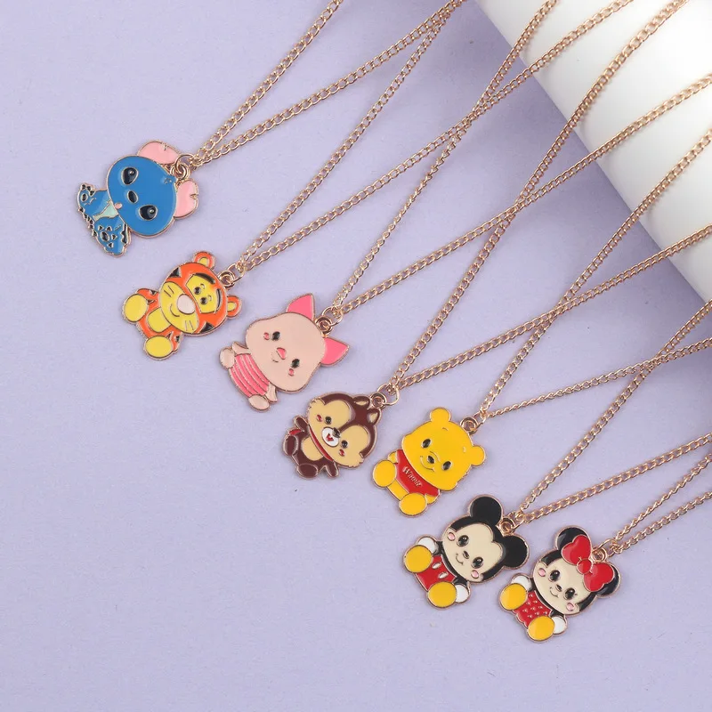Metal Necklace Cute Cartoon Stitch Mouse Bear Tiger Necklaces Custom Accessories Promotional Gift Clothing Pendant Ornament