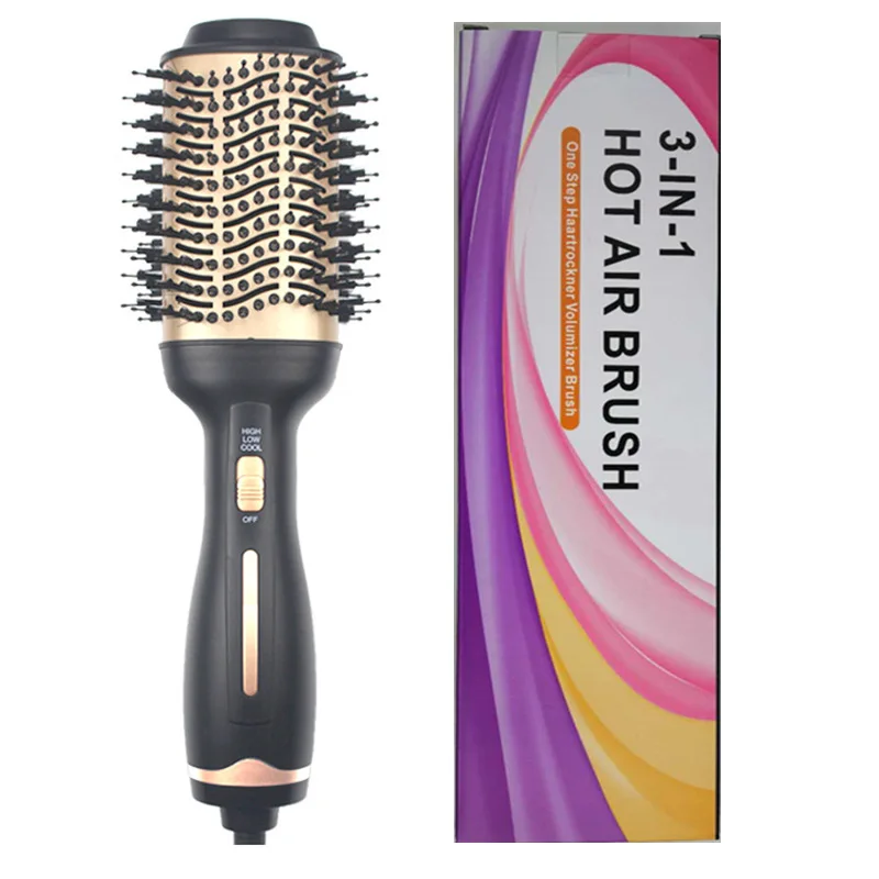 Professional Rotating Pink Gold 3 In 1 One-Step Hair Dryer And Volumizer Hot Air Brush For Hair Dryer