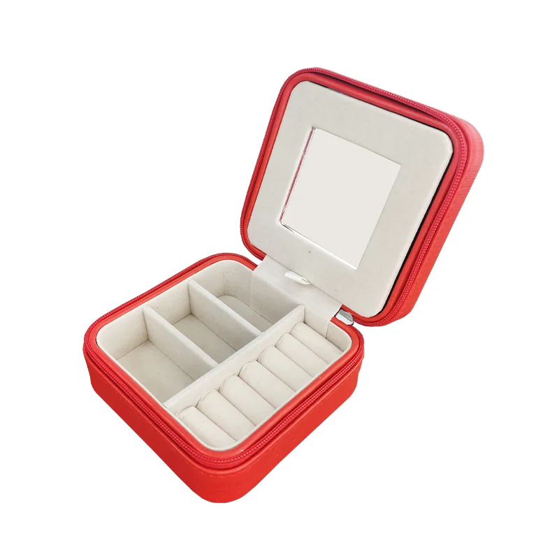 
Custom Logo Small Organizer Jewel storage for Ring and Earrings Necklaces Jewellery Box mirror jewelry case 