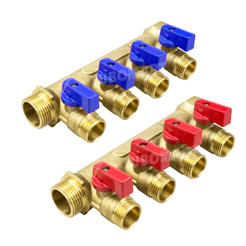 Tubomart High quality 4 way Removable connector Brass Manifolds Brass factory HPB58-3A manifolds with Pex-al-pex