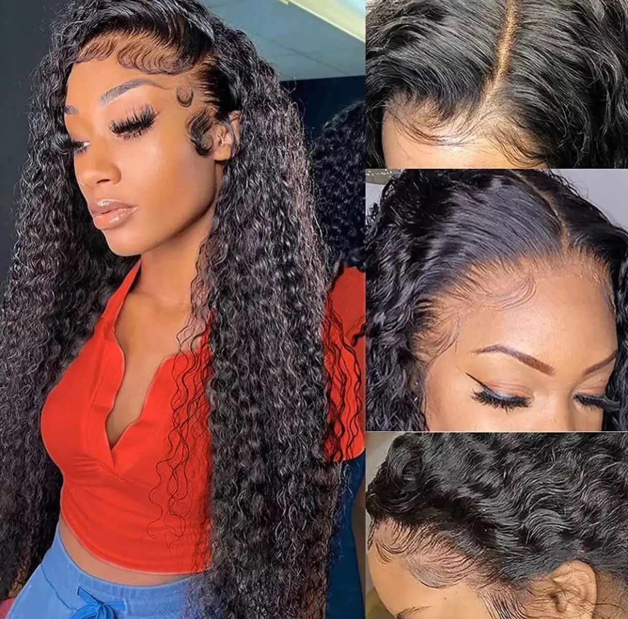 Pre Plucked 150% 180% 250 Density Glueless Brazilian Deep Wave 360 Body Curly Braided Hd Full Transparent Lace Human Hair Wigs