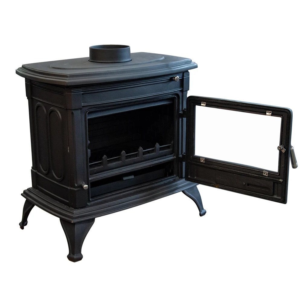 Cast iron wood burning stove fireplace indoor smokeless