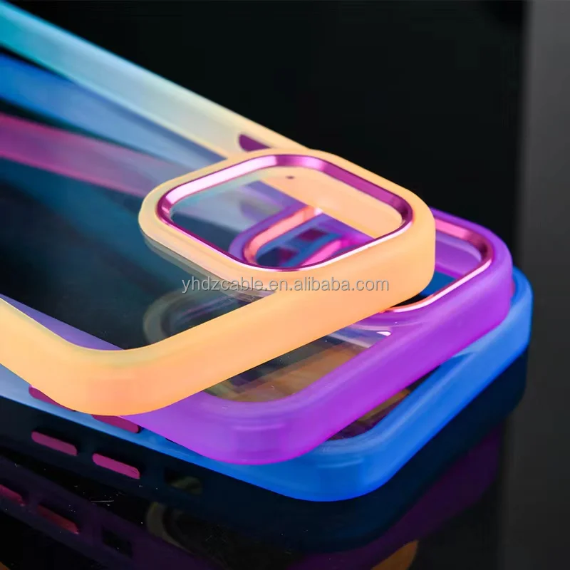 2022 Luxury Back Cover Fashion Colorful Electroplated Camera Lens Design TPU+PC Anti-fall Phone Case For iPhone 13 13 Pro Max