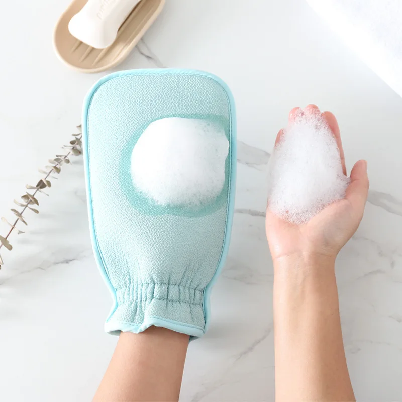 Double-sided Remove Skin Dust Rubbing Back Towel Bath Gloves Massage Cleaning Scrub Mitt