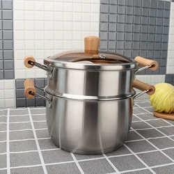 Hot Sale 304 Double Handle Large Hot Pot Soup Cooking Steamer Pot Milk Pan 3 Piece Stainless