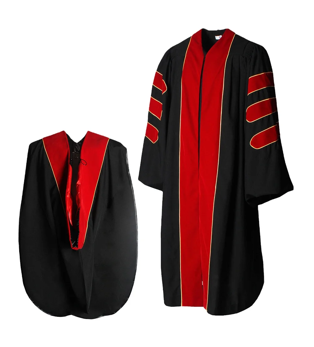 Полный комплект, высокое качество и наилучшее качество изготовления, наряд для выпускного доктора с золотыми трубами 2019