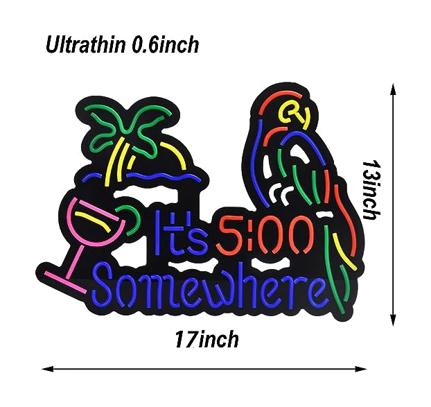 3D Bar Decorative Wholesale Neon Sign somewhere&parrot Led Neon Sign Lights For Business Shop