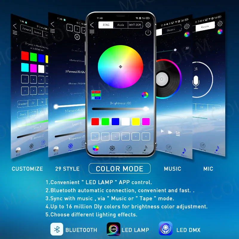 9W RGB Rock for Offroad Truck Car front Middle emblem badge grille led Light APP Controlled, Multicolor, Music Mode, Dimmable