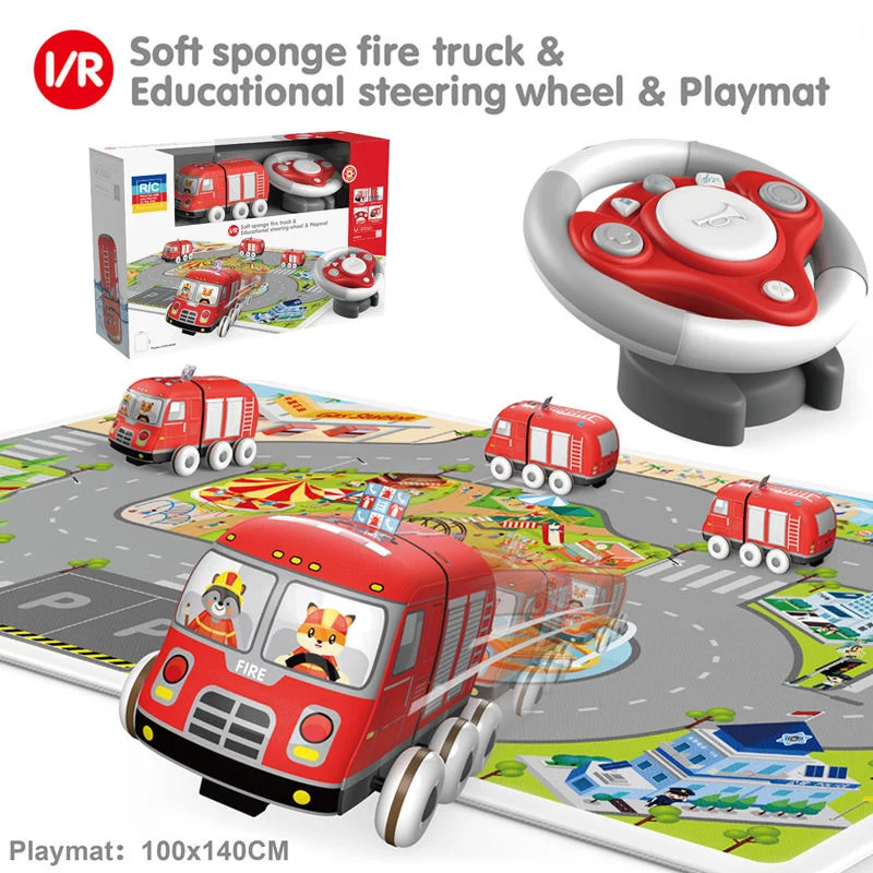 Soft RC Cloth Car Toys With Baby Play Mat Funny Washable Sponge Remote Control Police Car Early Learning Radio Control Toy