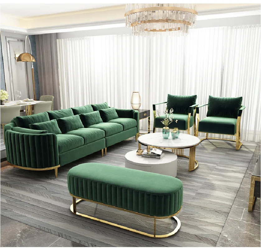 Support custom new Dubai Italian luxury set living room sofa set furniture home curved dresser sofa 1+2+3 sets