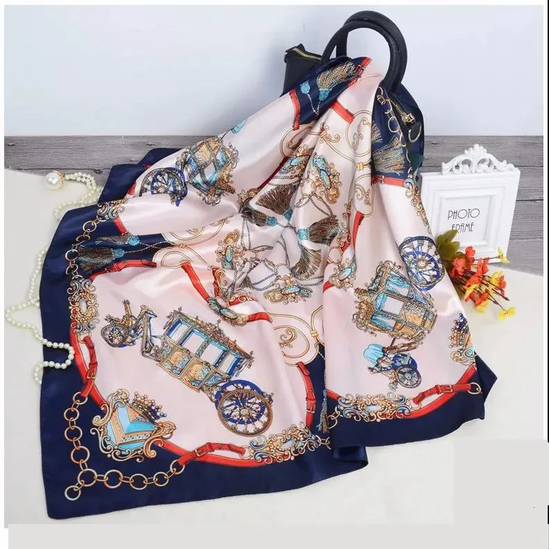 Шелковый атласный шарф на шею, аксессуары для головы, квадратный сатиновый хиджаб, шарф 90*90, другие шарфы