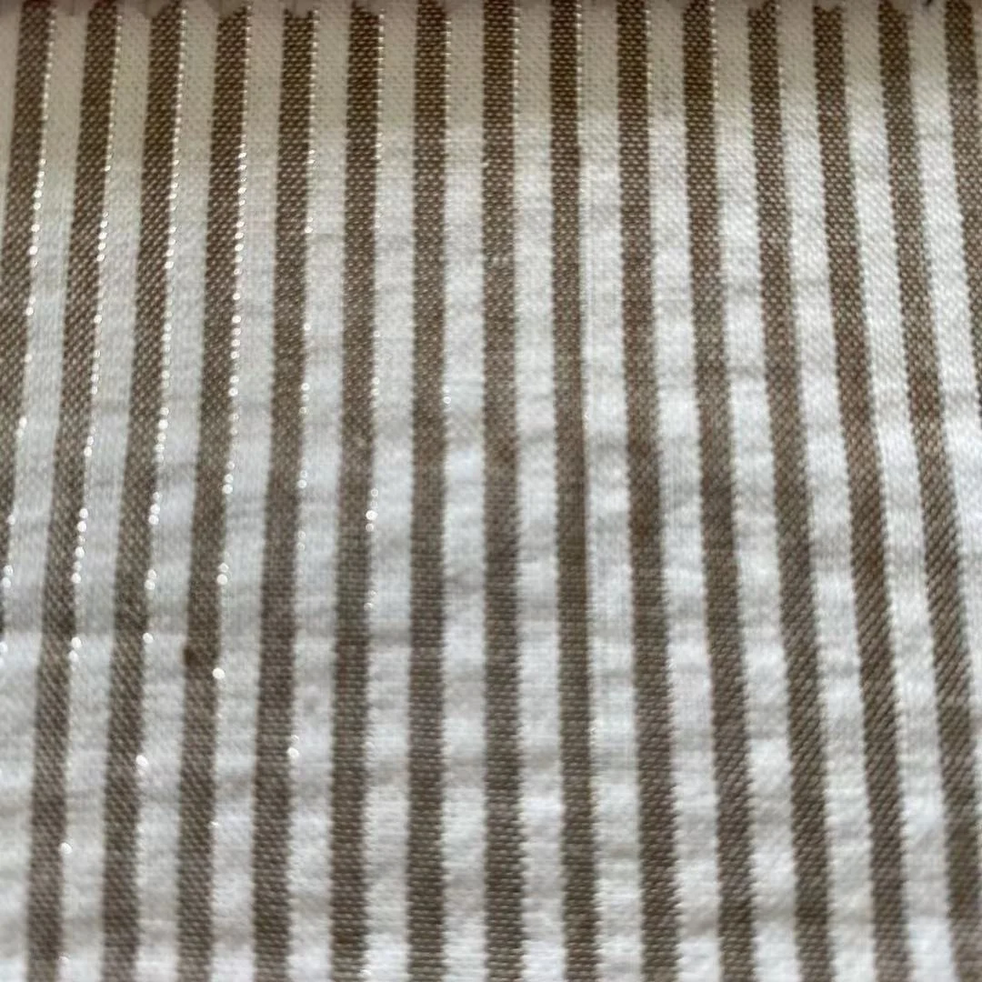 Wholesale Yarn Dyed stripes Fabric, Cotton + Silver metalic yarn stripe fabric