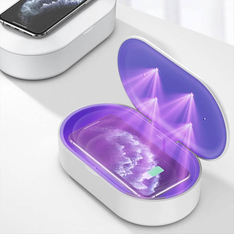 
15W Wireless Fast Charger Car Phone Holder UVC Ultraviolet Disinfection Lamps Ozone Filling Mobile Phone Disinfection Box 