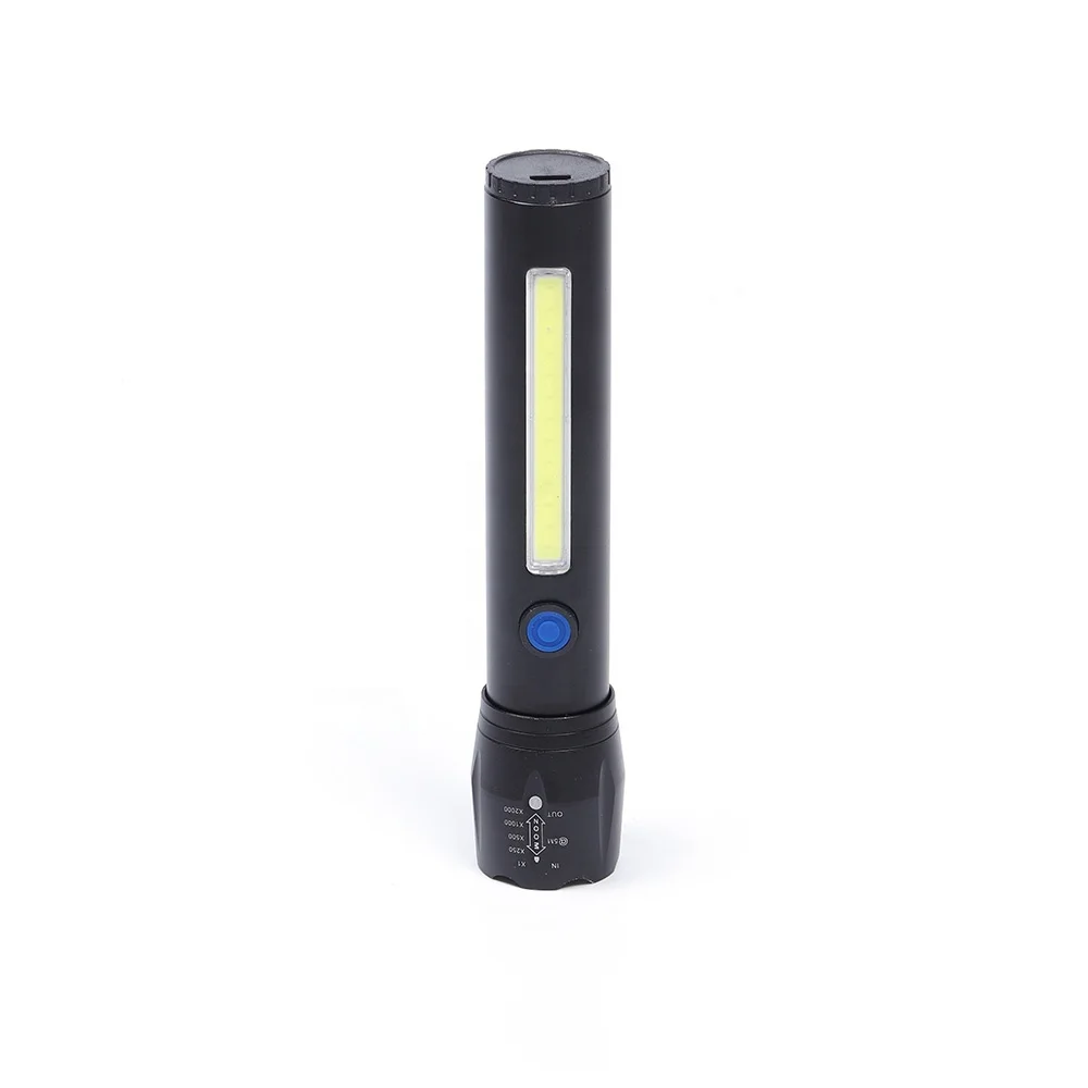 2023 Super Bright Tactical Flashlight Zoom With Cob Sidelight Mini Torch Led Flashlight Pocket Rechargeable Outdoor Emergency