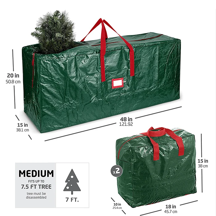 China Factory Custom Size LOGO Heavy-Duty Water proof Xmas Holiday Durable Zipper Waterproof Christmas Tree Storage Bag