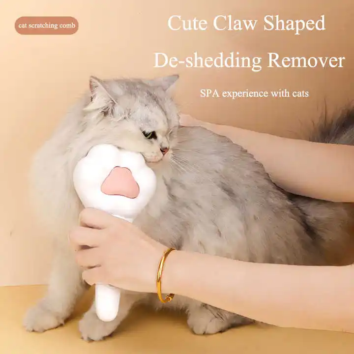 Pet Comb Massage Cute Paw Shape One Touch De-shedding Comb Remove Floating Hairs for Dog Cat Supplies pet accessories