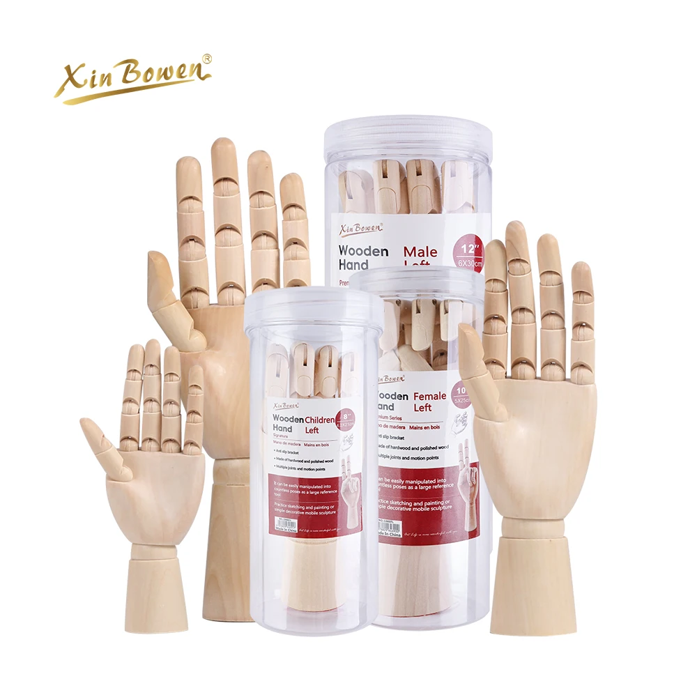 Xin Bowen 10 Inches Fine Quality Wooden Hand With PVC TUBE Package Art Model For Sketch Art Creation Accessories