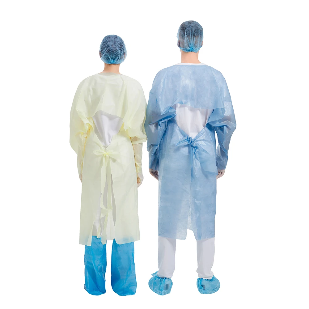 Haixin Group surgical cpe gown smms sms gown PE coated 510 K aami level 2 disposable gown disposable