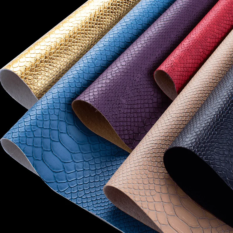 Wear Resistant 0.8 mm Thickness Artificial Brazil Snake Pattern PVC Embossed Leather Fabric For Upholstery