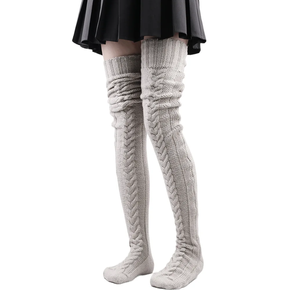 Wholesale women winter leg warmers thigh high socks over the knee knitted slouch socks for women