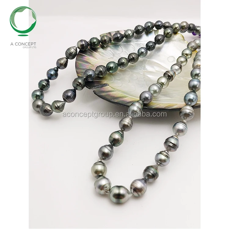 High Quality 40cm Good Luster Very Nice Colour Tahitian Pearl 8-11mm Circlestrand, tahitian black pearl