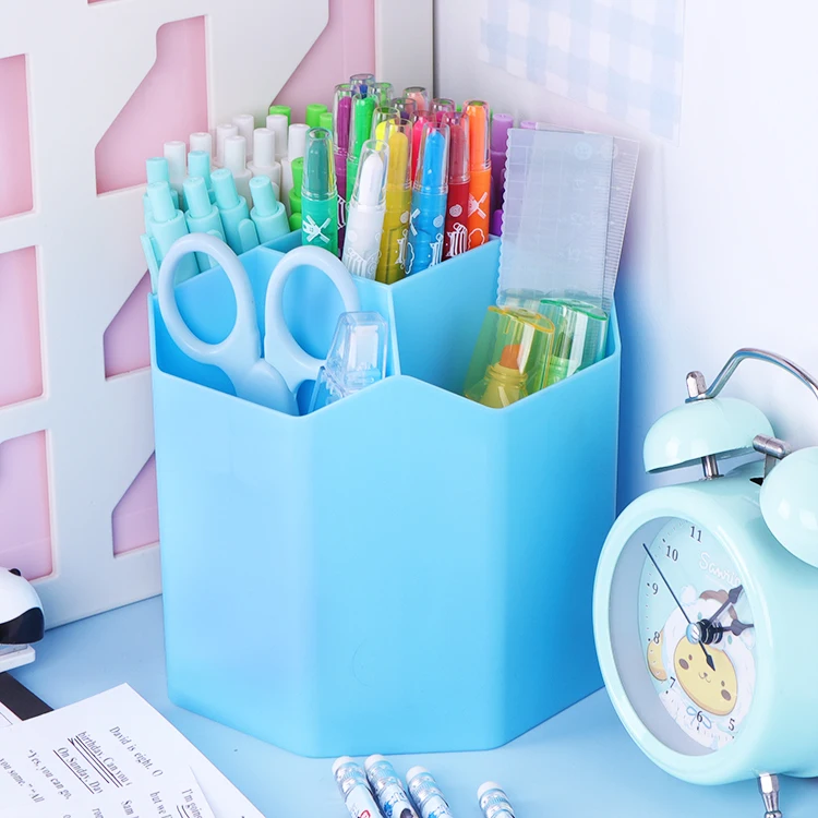 WEISHENG Plastic Rotating Penholder Stationery Organizer Art Supply Storage Pen and Pencil Organizer Pencil Cup Pen Holder Cup