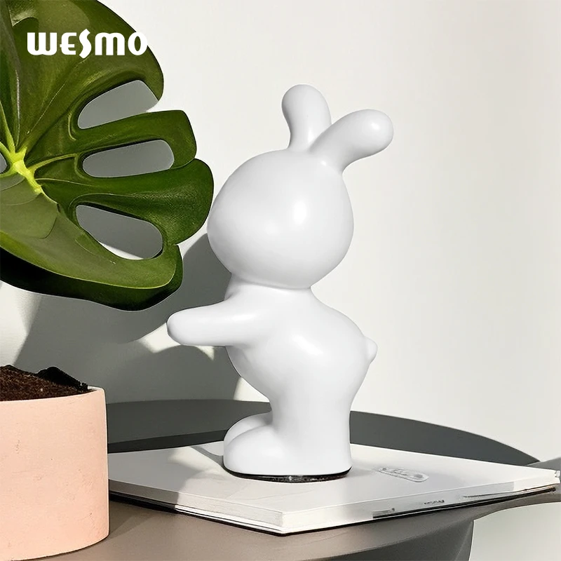 Creative Ceramic Rabbit Bookend for Shelf Handmade Porcelain Simple Book Ends