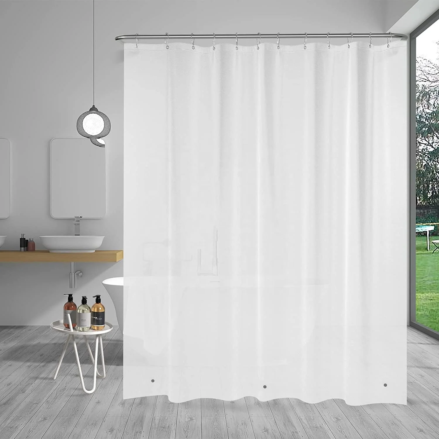 2023 Best Seller Custom Eco Friendly PEVA Vinyl Waterproof Shower Curtain Liner 12 Rustproof Metal Grommet Holes