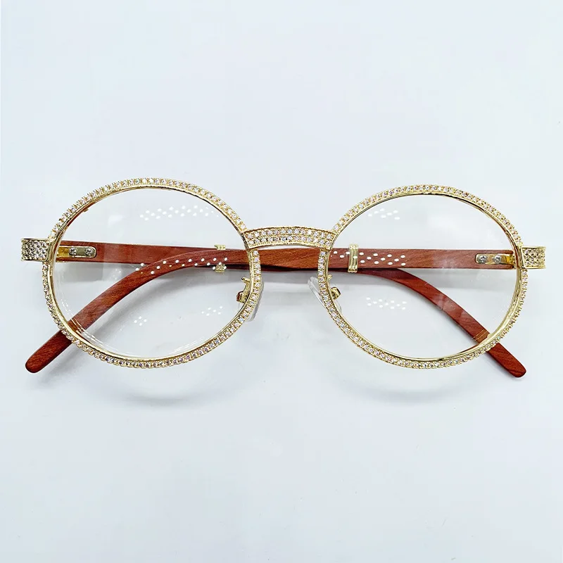 Pass Diamond Tester Luxury Diamond Cut Glasses VVS Moissanite Diamond Iced Out Glasses For Men Women