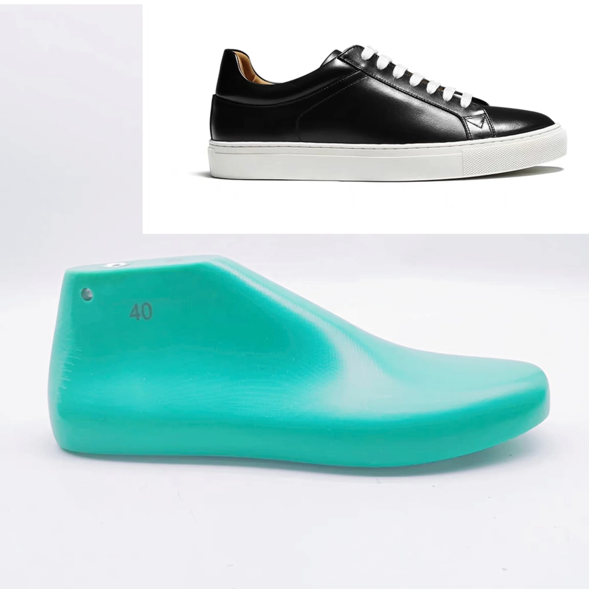 man flat handmade sneakers plastic shoe lasts