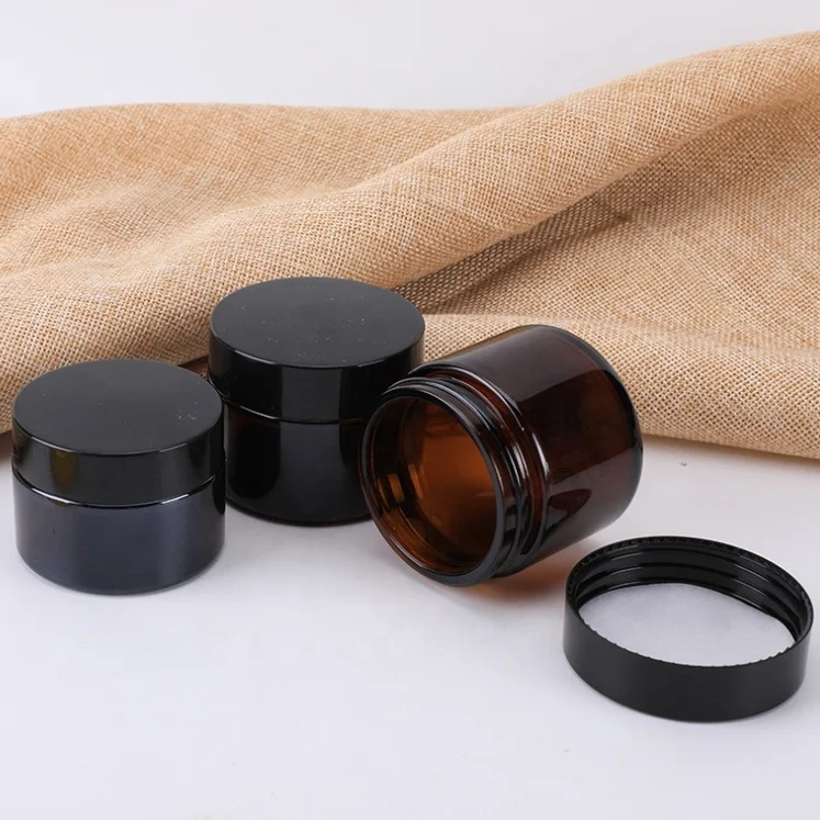 Big mouth amber round glass containers face cream jar for making candles cosmetics pack