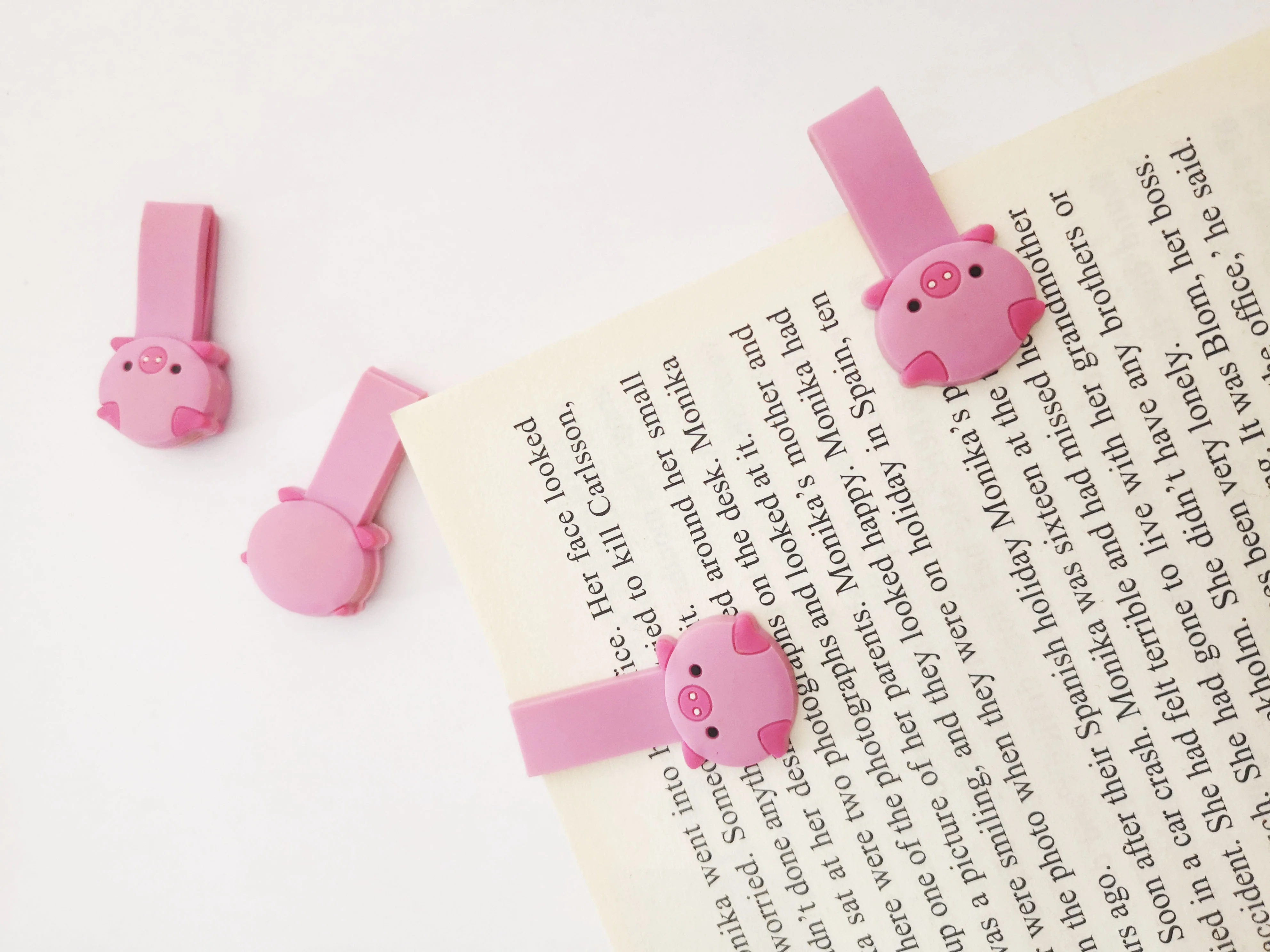 Японская и корейская мода, популярные пластиковые закладки, сделанные на заказ формы, 3D мягкий ПВХ/резиновый розовый милый поросенок, магнитный зажим для бумаги